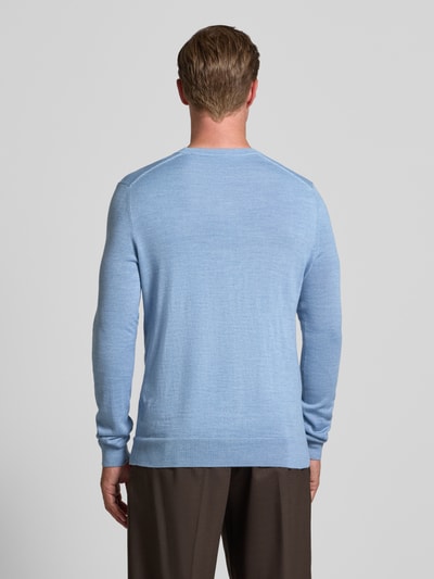 Christian Berg Men Strickpullover aus Merino-Mix mit V-Ausschnitt Hellblau Melange 5