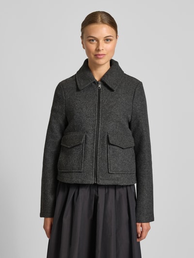Vero Moda Regular fit jack met klepzakken, model 'SAFIR' Antraciet gemêleerd - 4