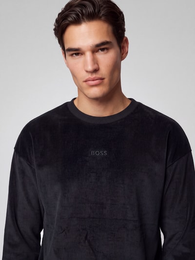 BOSS Green Sweatshirt mit samtiger Oberfläche Black 3