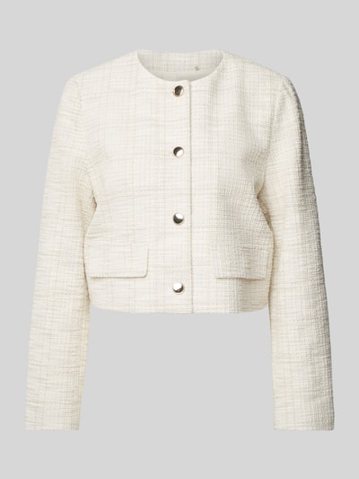 s.Oliver BLACK LABEL Regular Fit Kurzblazer in Bouclé-Qualität mit Effektgarn Offwhite 1