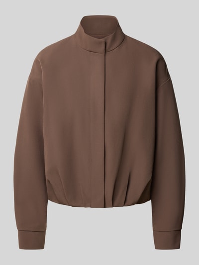 Jake*s Collection Regular fit bomberjack met verdekte knoopsluiting Chocoladebruin - 2