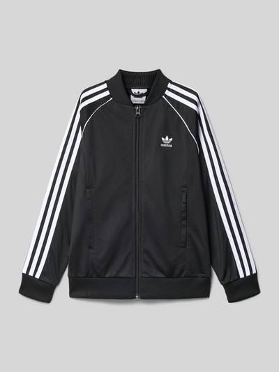 adidas Originals Bluza rozpinana o kroju regular fit z wyhaftowanym logo model ‘Track’ Czarny 1