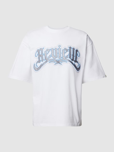 REVIEW Oversized T-Shirt mit Silber Logo Print Weiss 2