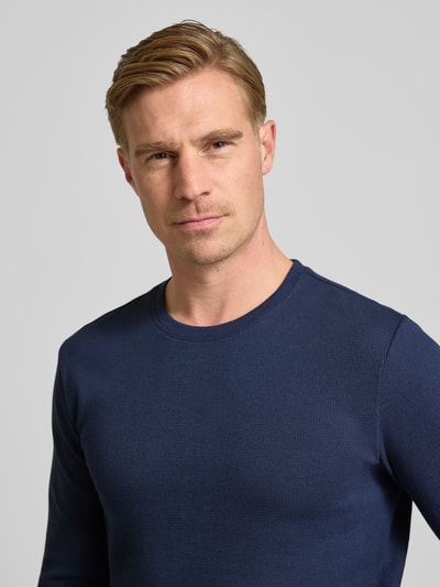 Christian Berg Men Longsleeve mit Strukturmuster und Rundhalsausschnitt Marine 3