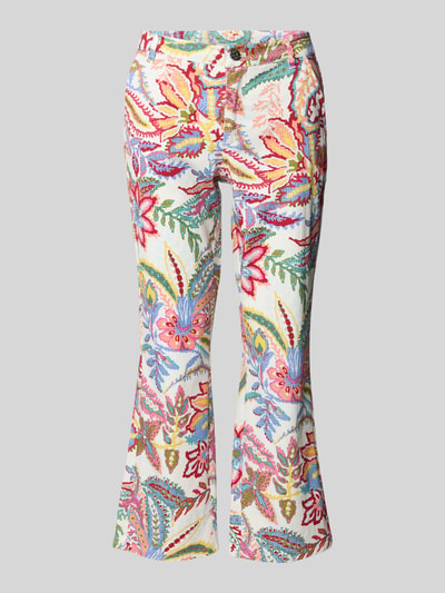 Produktfoto, Caprihose im Allover-Look von Milano Italy, bawełna z elastanem, flared cut, kolorowy wzór, kieszenie, szerokość w rozmiarze 36: 37 cm, długość wewnętrzna nogawki w rozmiarze 36: 67 cm