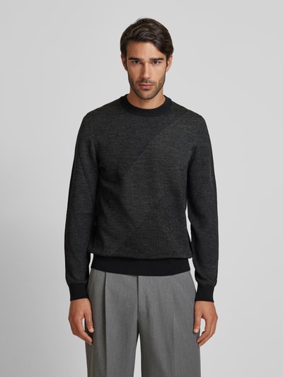 BOSS Gebreide pullover van scheerwol, model 'Eclaus' Zwart - 4