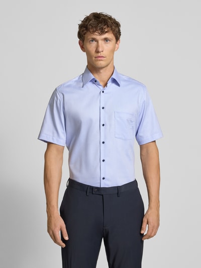 ETERNA Koszula o kroju modern fit z krótkim rękawem i listwą guzikową Królewski niebieski 4