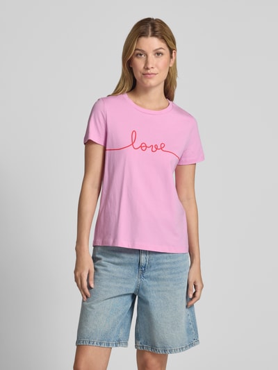 Vero Moda T-shirt o kroju regular fit z czystej bawełny model ‘KAMI’ Różowy 4