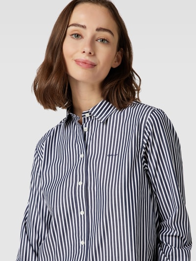 Gant Bluzka koszulowa z bawełny ze wzorem w paski Granatowy 3