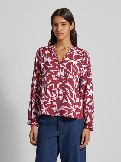 s.Oliver RED LABEL Regular fit viscose blouse met all-over print en kreukstructuur Kersenrood - 4