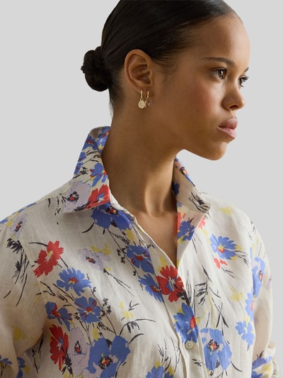 Lauren Ralph Lauren Bluzka koszulowa o kroju relaxed fit z czystego lnu Écru melanż 3