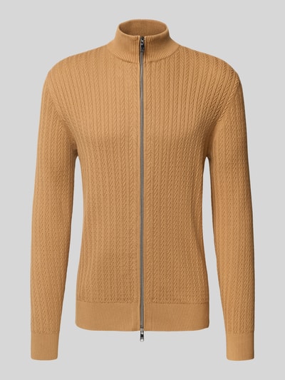 Christian Berg Men Gebreid jack met ritssluiting  Cognac - 2