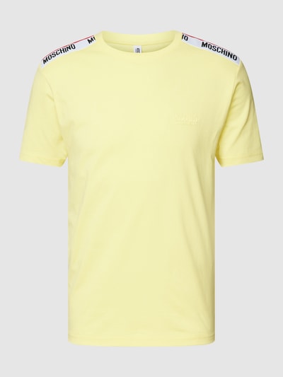 Moschino Swim + Underwear T-shirt z prążkowanym okrągłym dekoltem Pastelowy żółty 2