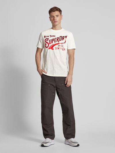 Superdry T-shirt met labelprint, model 'METALLIC WORKWEAR' Offwhite gemêleerd - 1