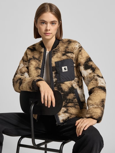 Carhartt Work In Progress Fleecejacke im Allover-Look mit Reißverschluss Modell 'Janet' Sand 3