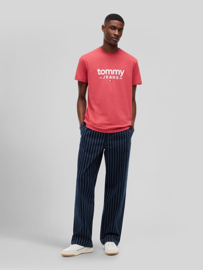 Tommy Jeans relaxed fit T-shirt van puur katoen met labelopschrift Rood - 1