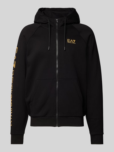 EA7 Emporio Armani Sweatjacke mit Logo-Prints und Kapuze Black 2