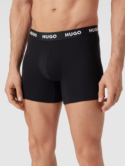 HUGO Boxershort met elastische band met logo in een set van 3 stuks Zwart - 3