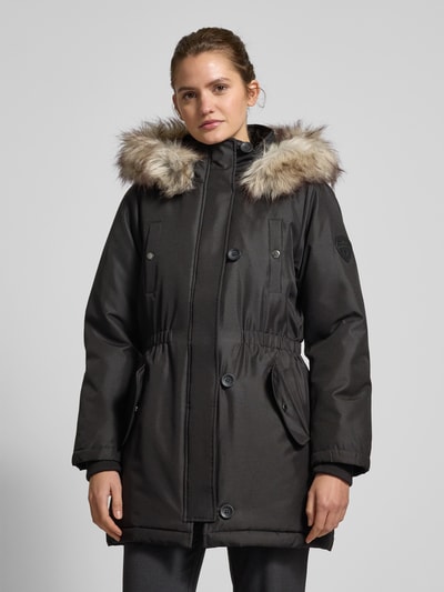 Only Taillierter Parka mit Kunstfellbesatz Modell 'IRIS' Metallic Black 4