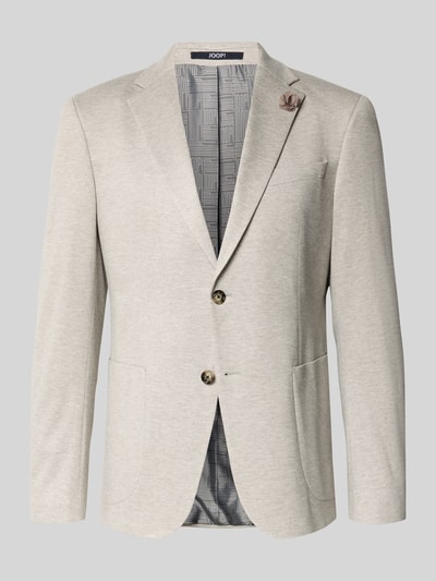Produktfoto, Slim Fit 2-Knopf-Sakko mit Reverskragen Modell 'Hawksley' von JOOP! Collection, hellbeige, AufgesetzteTaschen, strukturierte Oberfläche