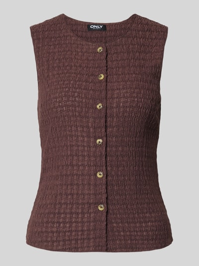 Produktfoto, Slim Fit Weste mit Seersucker-Struktur Modell 'ILSE' von Only, Optik: Unifarben, Rundhals, Struktur, Materialverarbeitung: Seersucker