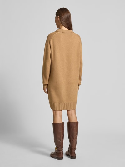 Polo Ralph Lauren Wollen jurk met logostitching Camel - 5