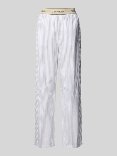 Calvin Klein Underwear Regular fit pyjamabroek met logostitching, model 'Poplin' Offwhite - 1