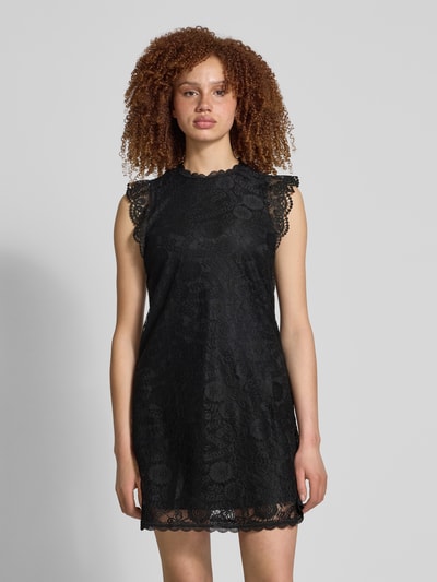 Pieces Sukienka z koronki o kroju regular fit z falistym brzegiem model ‘OLLINE’ Czarny 4