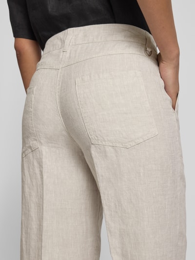 MAC Straight leg linnen broek in verkorte pasvorm, model 'Nora' Lichtgrijs gemêleerd - 3