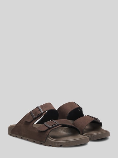 BOSS Sandalen mit zwei Riemen und Logo Details Dunkelbraun 2