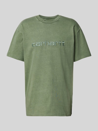 Carhartt Work In Progress T-shirt met labelstitching, model 'DUSTER' Groen - 2