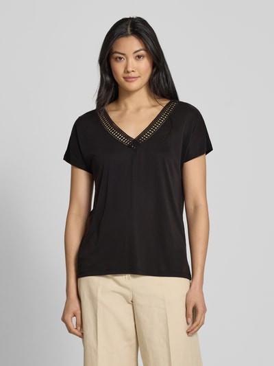 Christian Berg Woman T-Shirt aus Modal-Mix mit V-Ausschnitt Black 4