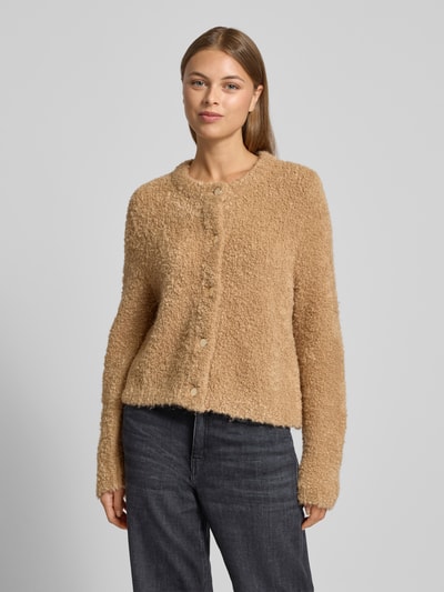 Hemisphere Gebreid jack van alpacamix met ronde hals Camel - 4