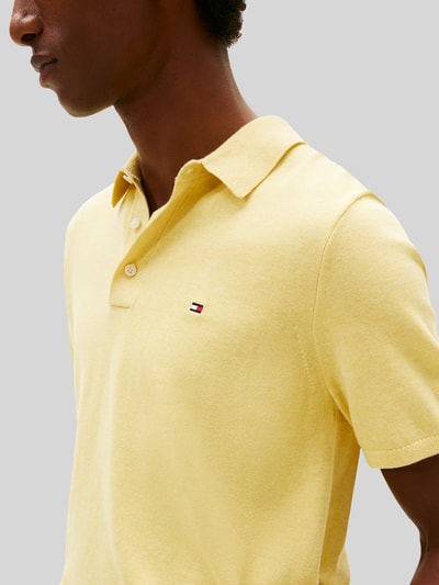Tommy Hilfiger Regular Fit Strick-Poloshirt aus reiner Baumwolle GELB 3
