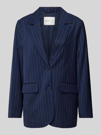 Tom Tailor Denim Lange blazer van viscosemix met streepmotief Marineblauw - 2