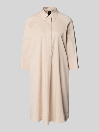 Produktfoto, Hemdblusenkleid mit überschnittenen Schultern von Marc Cain, beige, gerader Schnitt, 3/4-Arm, Baumwolle mit Viskose-Anteil.