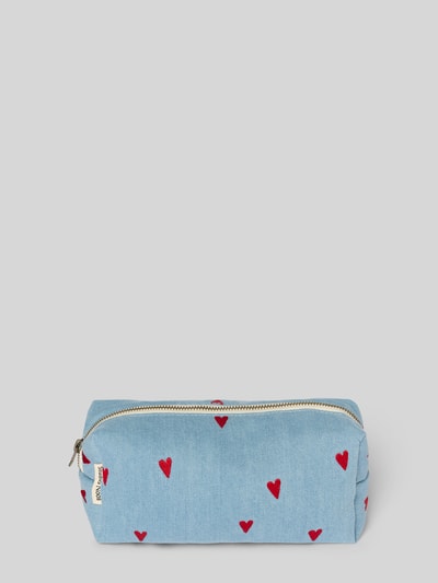 STUDIO NOOS Kosmetiktasche mit Stitchings Modell 'Denim Hearts' Jeansblau 1