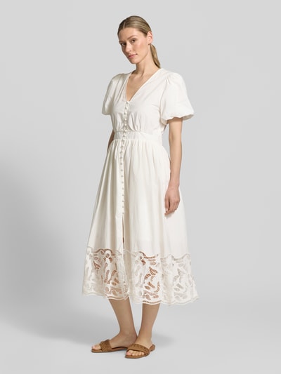 SUNCOO PARIS Midikleid mit Loch-Stickerei Modell 'Cecily' Weiss 1