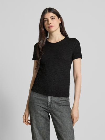 Vero Moda T-shirt o kroju regular fit z efektem marszczenia model ‘ELENE’ Czarny 4