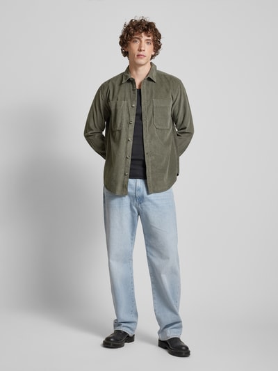 Only & Sons Relaxed Fit Freizeithemd mit Strukturmuster Modell 'ALP' Schilf 1