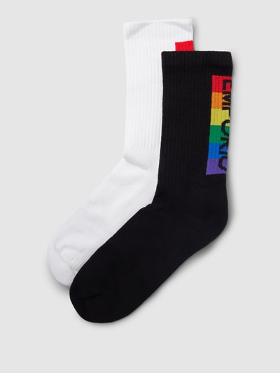Emporio Armani Socken mit Label-Print im 2er-Pack Modell 'PRIDE' Black 1