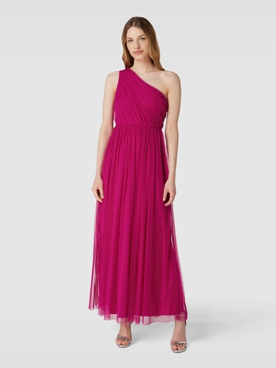 Lace & Beads Abendkleid mit One-Shoulder-Träger Kirsche 4