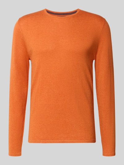 Productfoto, gebreide pullover uit puur katoen met ronde hals, slim fit, oranje, Christian Berg Men, ruglengte maat M 68 cm, mouwlengte maat M 69 cm