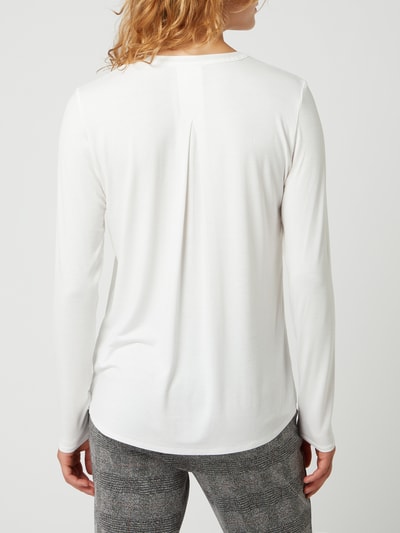 Milano Italy Blouse met paspelzakken op de borst Offwhite - 5