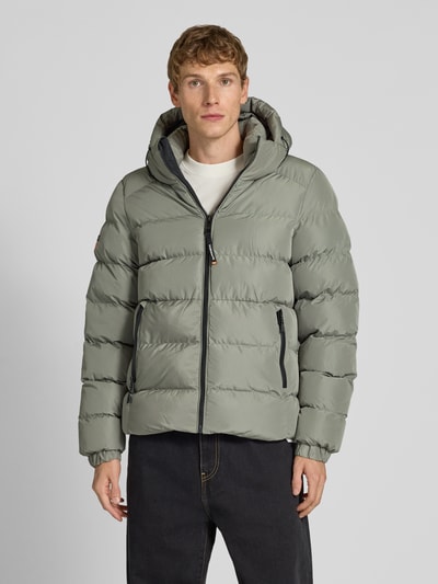Superdry Kurtka pikowana z kapturem i bocznymi kieszeniami zapinanymi na zamek błyskawiczny Jasnozielony 4