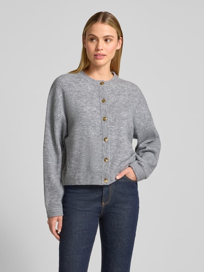 Jake*s Collection Regular Fit Strickjacke mit Woll-Anteil Silber Melange 4