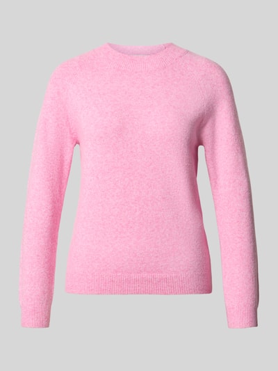 Produktfoto, Regular Fit Pullover mit Rundhalsausschnitt Modell 'RICA' von ONLY in einfarbigem Rosa, weiche Stricktextur, Damen Pullover von ONLY