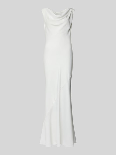 Produktfoto, Brautkleid aus Satin mit Wasserfall-Ausschnitt von SWING, figurbetonter Schnitt, Maxikleid, glatte weiße Oberfläche, Rückenlänge bei Größe 36: 152 cm, Brustweite bei Größe 36: 44 cm