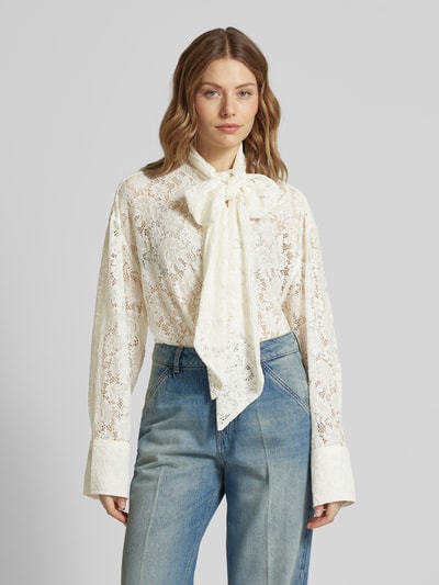 Essentiel Blouse met strik en kant Offwhite - 4