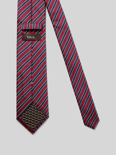 Produktfoto, Krawatte aus Seide mit Allover-Muster von Blick in klassischer Form mit Label-Patch und Einstecklasche, Breite 8 cm, mehrfarbige Streifen auf glatter Textur.